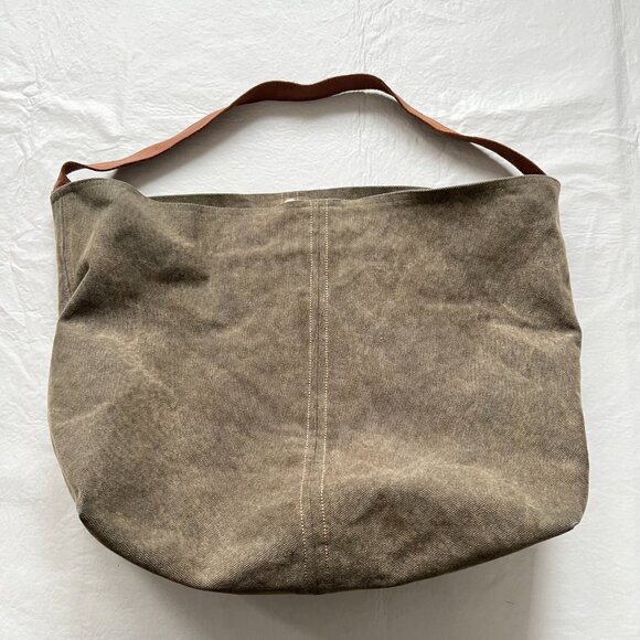 Canvas Crossbody Messenger Bag | TUCSON Canvas tote bag taupe gray brown leather strap large messenger military style